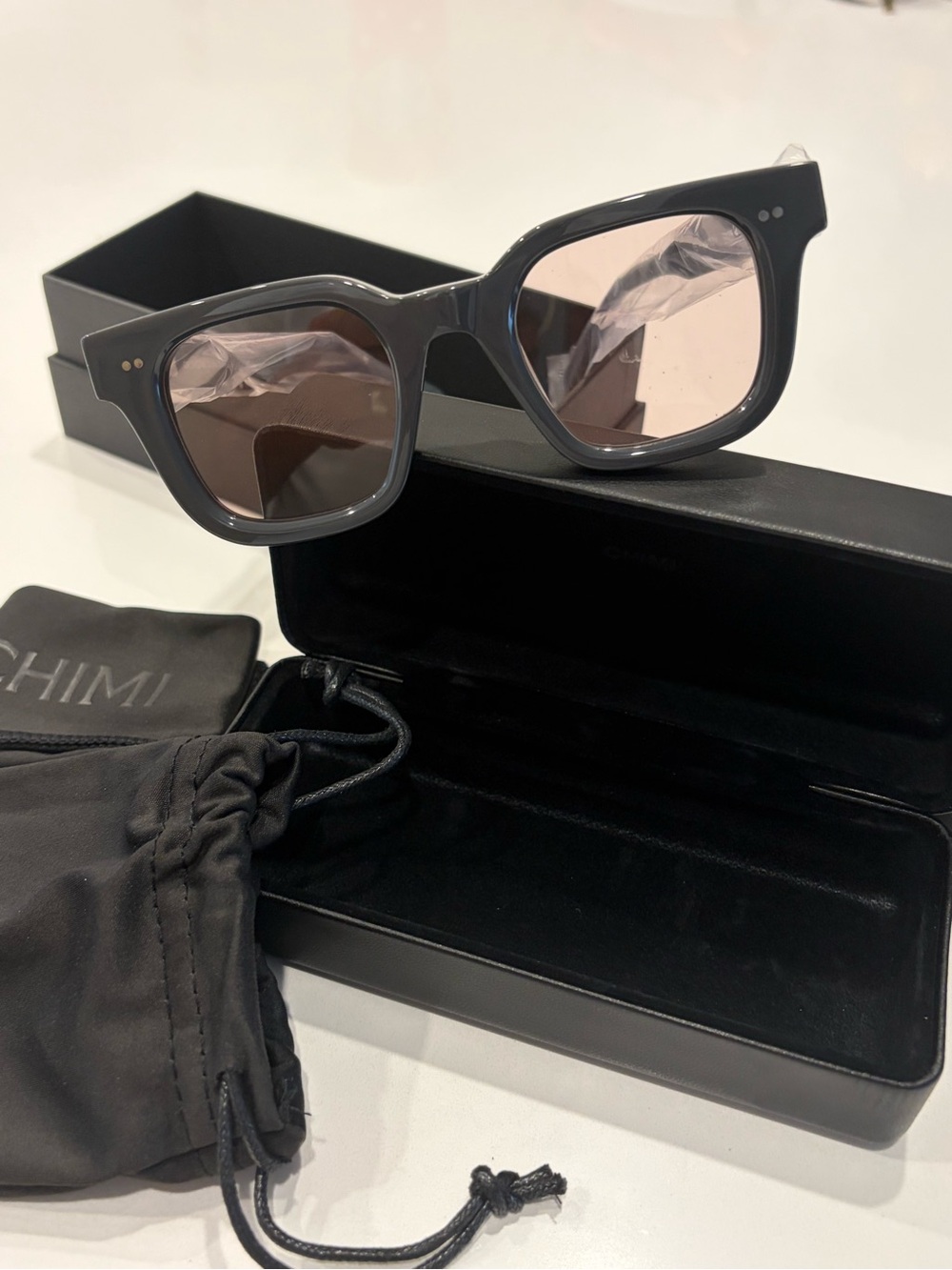 CHIMI Classic Black Square Sunglasses with Tinted Lenses